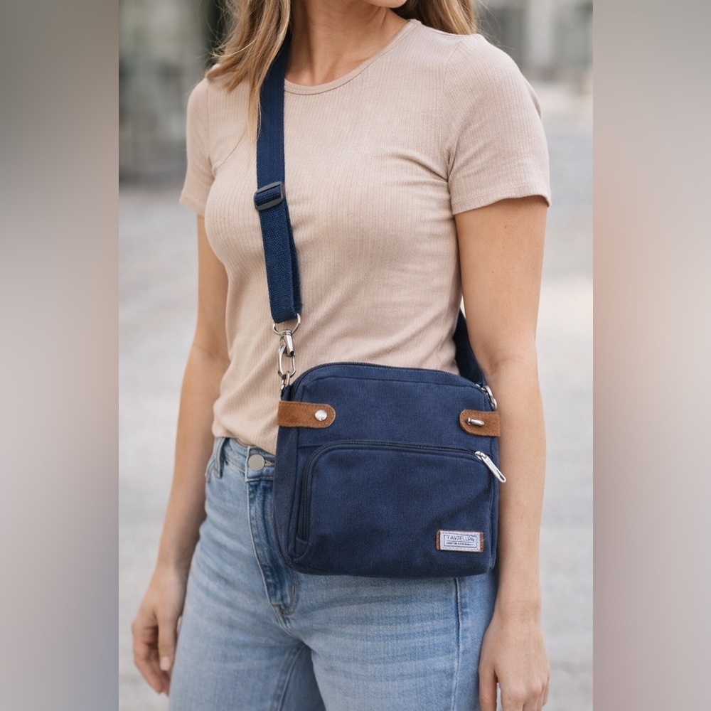 👜 Travelon Blue Crossbody Bag Anti-Theft Travel Purse Canvas